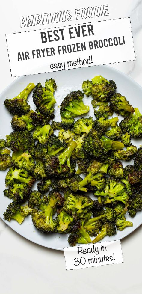 Pampered Chef Deluxe Air Fryer Recipes, Pampered Chef Air Fryer Recipes, Air Fryer Frozen Broccoli, Air Fried Broccoli, Frozen Broccoli Recipes, Easy Broccoli Recipes, Easy Dinner Side Dishes, Air Fryer Broccoli, Frying Recipes