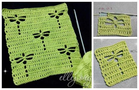 Dragonfly Stitch Free Crochet Pattern Crochet Stitches Step By Step, Crochet Dragonfly Pattern, Crochet Dragon, Dragon Fly, Crochet Stitches Tutorial, Crochet Square, Crochet Stitches Patterns, Afghan Crochet Patterns, Crochet Chart