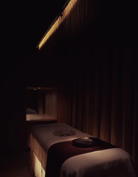 | CAON Dark Massage Room, Massage Therapy Aesthetic, Therapy Aesthetic, Spa Massage Room, Salon Aesthetic, Story Wattpad, Six Senses, Salon Suites Decor, Healing Room