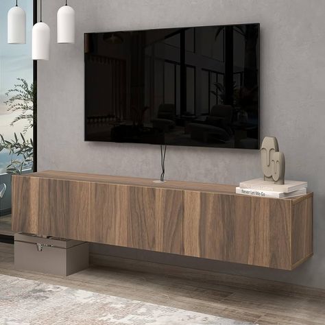 Amazon.com: Atelier Mobili Floating TV Stand, TV Stand up to 75 inch TV, Floating TV Stand Wall Mounted, Floating Entertainment Center, Floating Shelf for Under TV, Floating TV Console (Oak) : Home & Kitchen