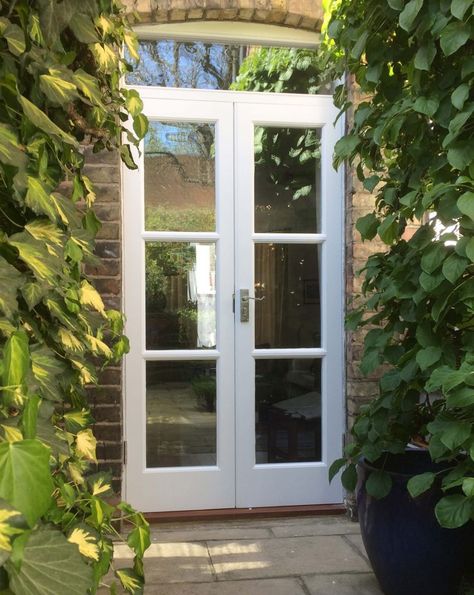 Back Doors Exterior Kitchen, Garden Door Ideas, Narrow French Doors, Small French Doors, French Doors Patio Exterior, French Patio Doors, White French Doors, Upvc French Doors, External French Doors