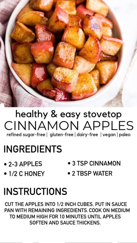 Healthy Baked Apples Clean Eating, Healthier Sweet Breakfast, Simple Fall Snack Ideas, Fruit Based Snacks, Healthy Fruit Snack Ideas, Prometabolic Snacks, Healthy Snack Ideas Easy, Whole Food Snack Ideas, Apple Snack Ideas