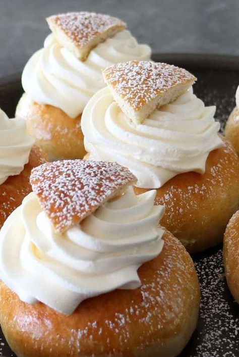 Semla Sweden Recipe, Swedish Desserts, Food Studies, Cream Bun, Cardamom Buns, European Dishes, Best Macaroni Salad, Swedish Traditions, Baking Stuff