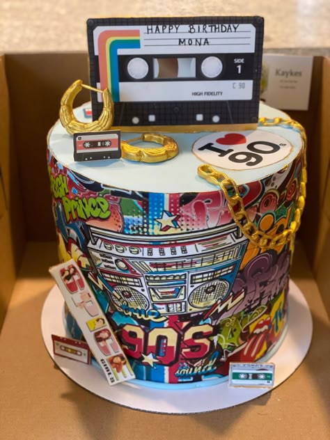 Hip Hop Themed Cake, Hip Hop Sweet 16, 90s Hip Hop Cake Ideas, Early 2000s Birthday Cake, Hip Hop Cake Ideas, 90s Theme Cake Ideas, 90s Birthday Cake, Hip Hop Cake, Hip Hop Birthday Cake