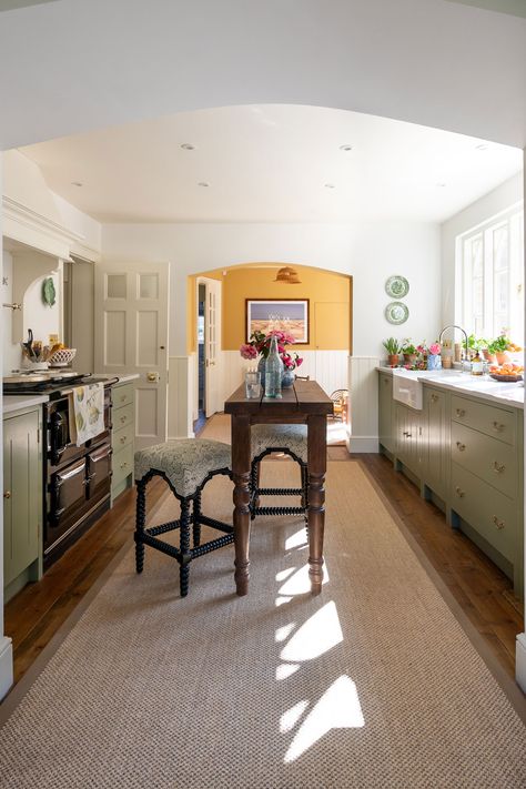 Our Kitchen Reveal! Country House Kitchen, Alternative Flooring, Louise Roe, Interiors Magazine, Galley Kitchen, Georgian Homes, English Country House, Farmhouse Style Kitchen, Green Kitchen