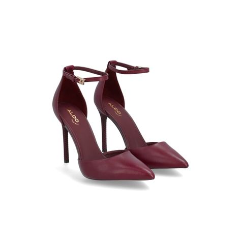 Maroon Heels Aesthetic, Luxury Burgundy Heels With Branded Heel Counter, Burgundy Leather Heels With Heel Strap, Luxury Burgundy 4-inch Heels, Holiday Suitcase, Burgundy Leather Heels With 4-inch Heel, Aldo Heels, Aldo Shoes, Leather Heels