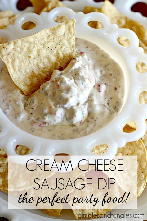 Cream Cheese Sausage Dip ||  Easy Party Food or Appetizer Recipe Chocolate Pie With Cream Cheese, Cream Cheese Sausage Dip, Cheese Sausage Dip, Vegetables Dip, Pie With Cream Cheese, Sausage Dip Recipe, Homemade Chocolate Pie, Cream Cheese Sausage, Gf Snacks