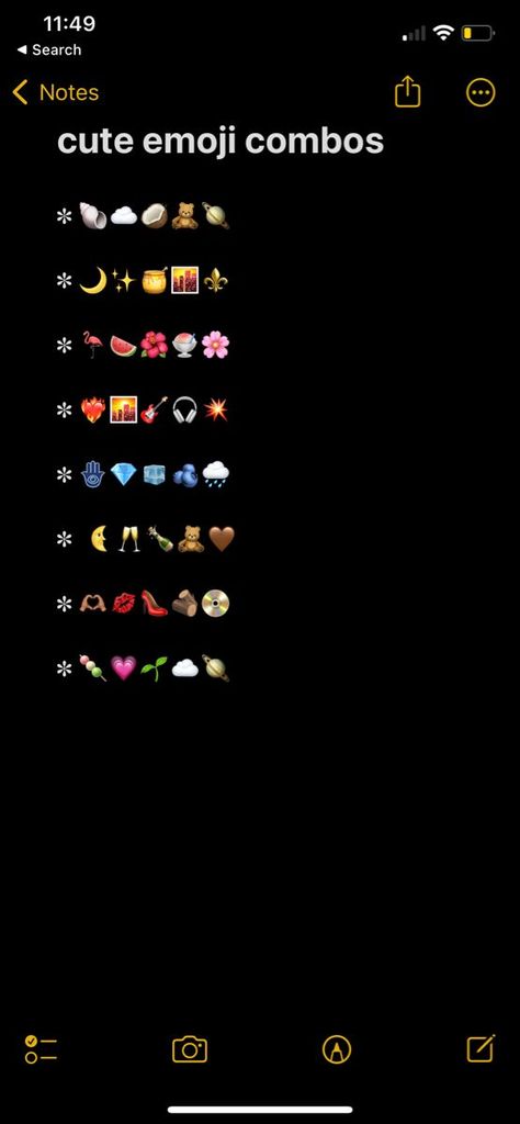 cute emoji combinations aesthetic emojis combos notes app Playlist Names Emojis, Music Emoji Aesthetic, Emoji Curation, Space Emoji Combo, Harry Potter Emoji Combos, Cool Emoji Combos, Tropical Emoji Combinations, Couple Emoji Combo, Purple Emoji Combos