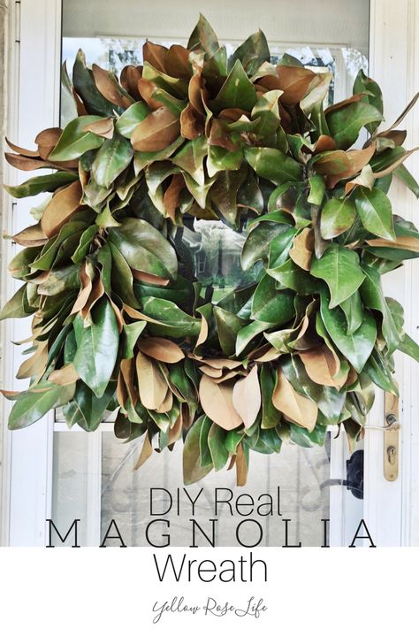 Magnolia Wreath Diy, Magnolia Christmas Decor, Magnolia Wreaths, Diy Magnolia Wreath, Thanksgiving Decorations Outdoor, Magnolia Leaf Garland, Magnolia Decor, Magnolia Garland, Magnolia Leaf Wreath