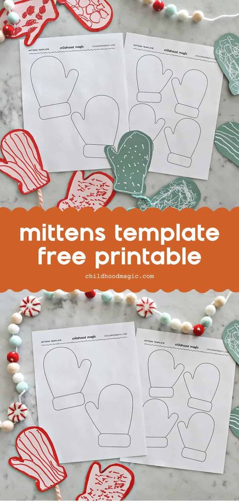 Mittens Template - Free Printable - Childhood Magic Mitten Template, Mittens Template, Toddler Mittens, Clothing Templates, Indoor Crafts, Mitten Ornaments, Pre K Activities, Kindergarten Crafts, Winter Ideas