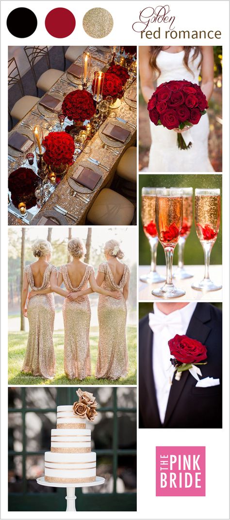 Red and Gold wedding inspiration and ideas for a classic wedding day look and feel - wedding colors and color palette inspiration Red And Gold Wedding Theme, Red And Gold Wedding, Red Gold Wedding, Wedding Color Scheme, Wedding Colors Red, Gold Wedding Inspiration, Gold Wedding Theme, Pink Bride, Summer Wedding Colors