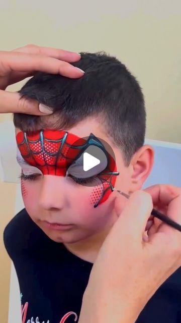 Spider Man Face Paint Easy, Easy Spiderman Face Paint, Man Face Makeup, Spiderman Face Painting, Spiderman Face Paint, Spider Man Face Paint, Spiderman Makeup, Face Painting For Boys, Spiderman Face