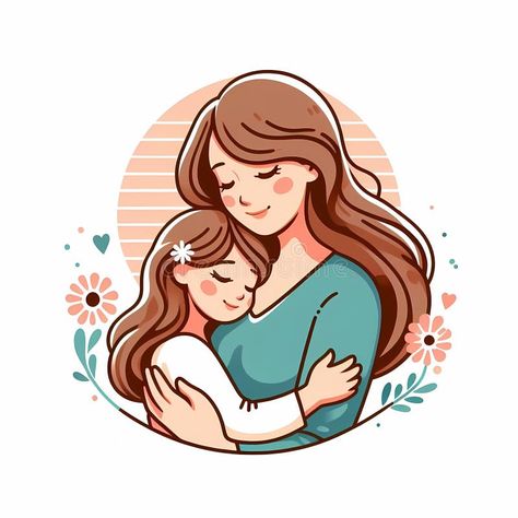 Illustration with mothers day design,Image is generated with the use of an AI royalty free stock photo Mother’s Day Illustration Art, Mom Daughter Cartoon, Mom And Baby Illustration, Mothers Day Design, Cartoon Wedding Invitations, Cartoon Wedding, Ring Platter, Woman Vector, Altenew Cards