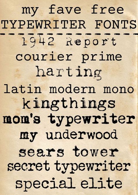 a collection of free typewriter fonts via www.theshabbycreekcottage.com Free Typewriter Font, Typewriter Fonts, Typewriter Font, Diy Tattoo, Fancy Fonts, Favorite Fonts, Small Tattoo, Christmas Paper, Typography Fonts