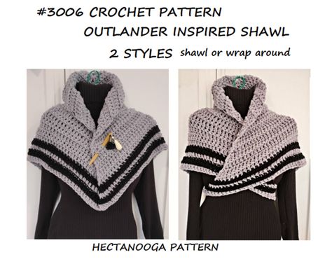 Outlander Shawl Collar Capelet Or Cowl Crochet Outlander, Outlander Shawl, Outlander Patterns, Ruana Pattern, New Craft Ideas, Diy Baby Clothes, Triangle Shawl, Crochet Triangle, Valentine Crafts For Kids