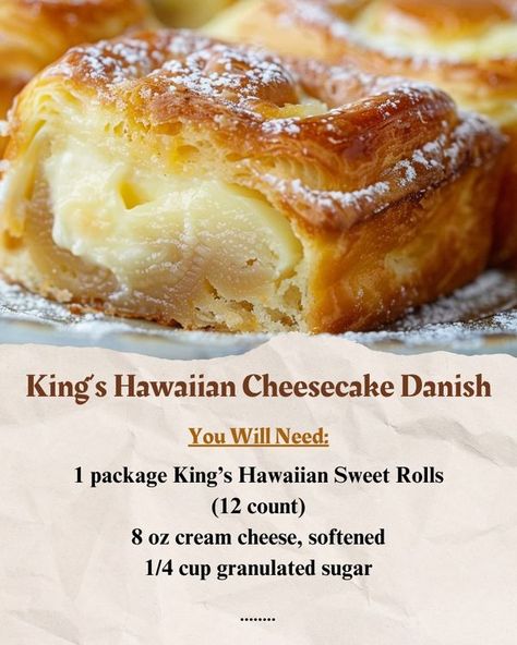 Grandma's Tasty Recipes Hawaiian Cheesecake Danish, Cheesecake Danish, Hawaiian Cheesecake, Cottagecore Recipes, Hawaiian Sweet Rolls, King Food, Sweet Rolls, Bread Recipes Sweet, Sweet Roll