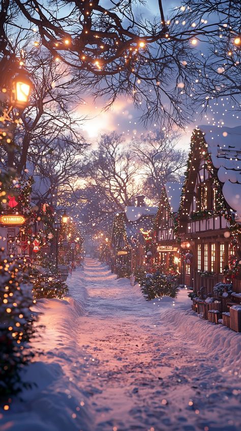 Step into a winter wonderland! 🌟 This enchanting village scene sparkles with festive cheer, as warm lights twinkle against the snow-kissed rooftops. The cozy glow of holiday decorations brightens the serene, snowy evening, creating a perfect Christmas atmosphere. 🎄❄️ #Christmas #winter #wonderland #cozy #lights #holiday #snow #festive #village #magic #December December Aesthetic Cozy, Christmas Background Desktop, Winter Scenes Wonderland, Dreamy Pictures, Cozy Lights, Cozy Town, Wallpapers Christmas, Christmas Winter Wonderland, Surreal Images