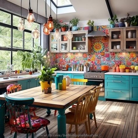 Hippie Kitchen, Bohemian Kitchen Decor, Boho Chic Kitchen, Boho Kitchen Ideas, Bohemian Kitchen, Colorful Kitchen, Eclectic Kitchen, Boho Kitchen, Chic Kitchen