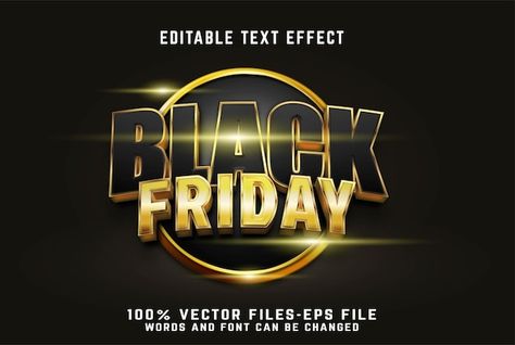 Black friday 3d editable text effect pre... | Premium Vector #Freepik #vector Photography Fonts, Star Christmas Lights, Feminine Fonts, Brush Script Fonts, Pre Black Friday, Title Design, Gold Text, Wedding Fonts, Pink Vibes