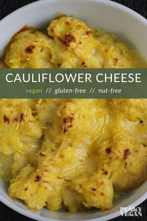 This vegan cauliflower cheese is a gluten-free and dairy-free version of the British classic. Creamy, hearty, and comforting, it’s right at home as a side dish for a Sunday meal or Christmas dinner. #vegan #veganside #vegansidedish #veganroast #veganxmas #dairyfree Christmas Dinner Vegan, Vegan Cheddar, Vegan Cauliflower, Cauliflower Cheese, Vegan Side Dishes, Vegan Mac And Cheese, Vegan Sides, Vegan Thanksgiving, Vegan Foodie