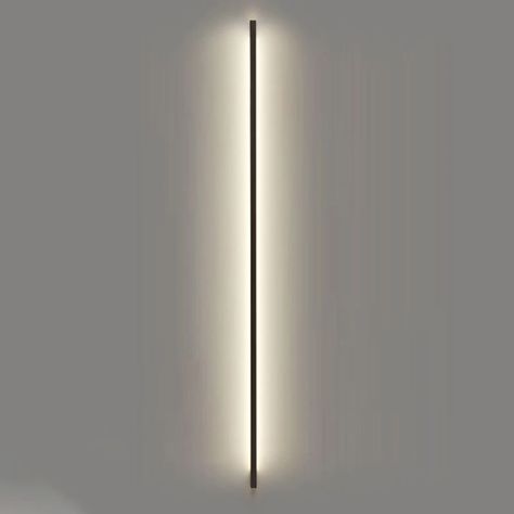 Metal Linear Shape Wall Lighting Modern Style 1-Light Wall Mounted Light in Black - 110V-120V 47.5" Warm Light Linear Wall Light, Linear Light Fixture, Store Pics, Copper Wall Light, Front Hallway, Wall Appliques, La Marzocco, Black Light Fixture, Metal Wall Light