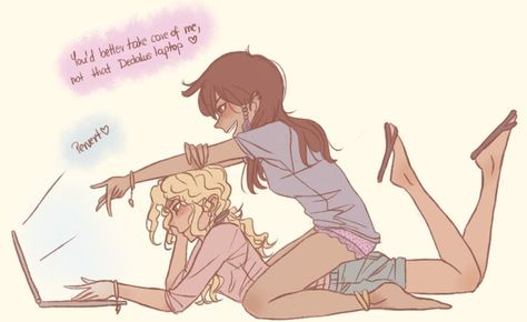 This is sort of cute in a "gay, I don't ship it" kind of way Piper X Annabeth, Olympus Percy Jackson, Pjo Ships, Percabeth Fan Art, Ya Literature, Percy Jackson Ships, Greek Mythology Humor, Percy Jackson Head Canon, Persassy Jackson