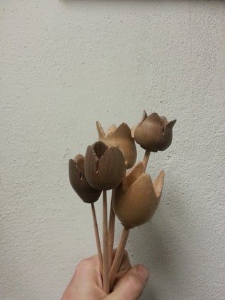 Turned Tulip Bouquet : 3 Steps (with Pictures) - Instructables Small Lathe, Whittling Projects, Palm Wood, Turning Projects, Sand Paper, Lathe Projects, Machining Projects, Tulips In Vase, Foam Blocks