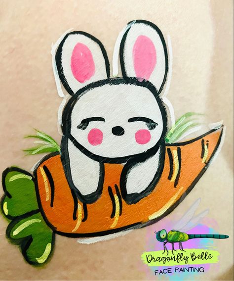 Super cute bunny design for Easter Bunny Face Paint Easy, Simple Easter Face Painting Ideas, Bunny Faces Painted, Easter Facepainting Ideas Easy, Face Paint Easter Designs, Bunny Face Paint, Easter Face Paint, Face Painting Stencils, Face Painting Easy