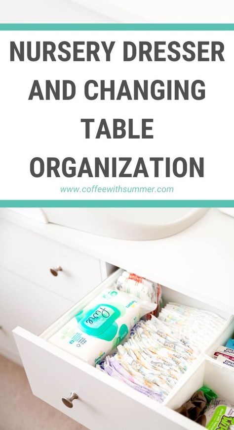 Organize Baby Dresser Drawers, Changing Table Storage Ideas, Changing Table Drawer Organization, Nursery Dresser Organization 3 Drawers, Dresser And Changing Table, Dresser Organization Ideas, Ikea Decor Hacks, Nursery Drawer Organization, Baby Dresser Organization