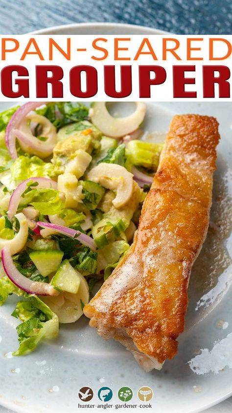 Grouper Recipes Healthy, Recipes For Grouper Fish, How To Cook Grouper Fish, Grouper Recipes Pan Seared, Best Grouper Fish Recipes, Pan Seared Grouper Recipes, Grouper Fish Recipes Baked, Beachy Food, Pan Seared Grouper