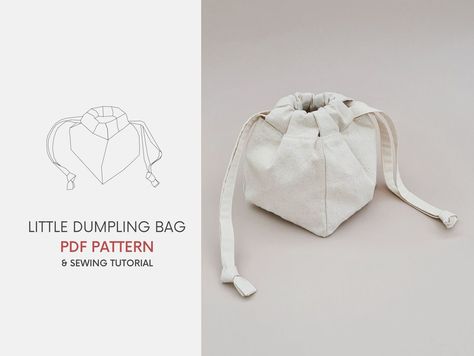 Drawstring square pouch pdf sewing pattern and sewing tutorial Crochet Hook Bag, Crochet Hook Storage, Backpack Purses, Origami Bag, Bag Sewing Pattern, Dumpling Bag, Fabric Pen, Bag Sewing, Unique Purses