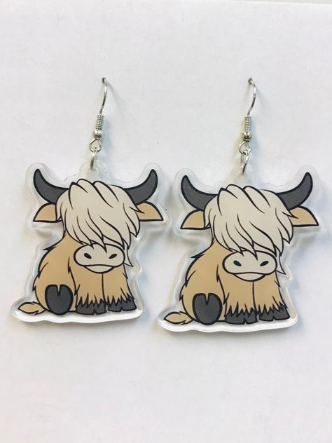 Cow Earrings, Artsy Earrings, Secret Sisters, Cats Musical, Funky Earrings, Cat Charm, Earring Cards, Acrylic Charms, Cat Earrings