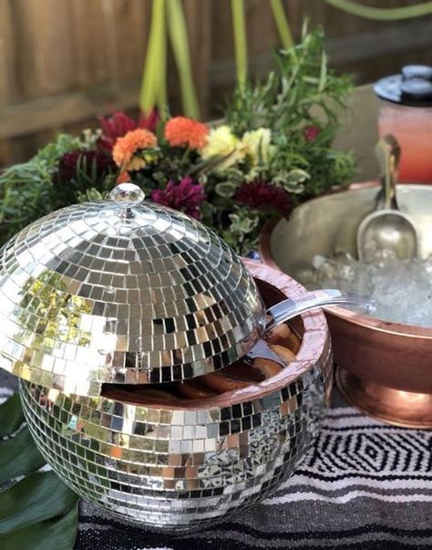 Disco Ball Punch Bowl Featured in Garden & Gun Magazine | Etsy Disco Ball Punch Bowl, Festa Rock Roll, Disco Birthday Party, Disco Party Decorations, Disco Theme, New Year's Food, New Years Eve Weddings, Bar Cart Decor, Punch Bowls