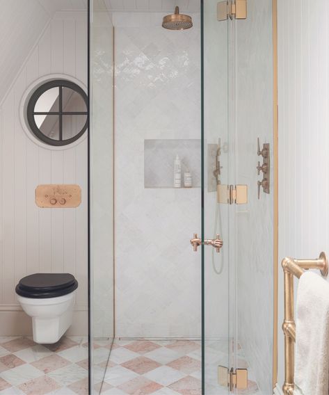 5 designer tips for decorating a windowless bathroom | Windowless Bathroom, Recessed Can Lights, Iridescent Tile, Glass Shower Doors Frameless, Shower Lighting, Luxurious Showers, Shower Surround, Bathroom Windows, Bathroom Trends