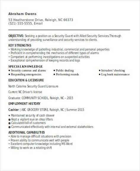 Security Guard Resumes - 10+ Free Word, PDF Format Download | Free & Premium Templates Resume Models, Supervisor Resume, Security Resume, Architect Resume, Sales Resume Examples, Federal Resume, Probation Officer, Resume Professional, Sales Resume