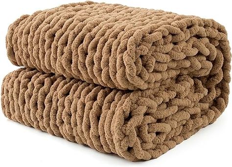 Amazon.com: LONG CREATE Chunky Knit Throw Blanket 50"X 60", 100% Handmade with Soft Chenille Yarn, 4.4lbs Thick Cable Knitted Blankets, Large Rope Knot Crochet Throws for Couch Sofa Bed Home Decor, Tan Brown : Home & Kitchen Tan Throw Blanket, Crochet Throws, Brown Blanket, Cable Knit Blankets, Chunky Knit Throw Blanket, Garage Renovation, Chenille Blanket, Chunky Crochet Blanket, Chenille Throw