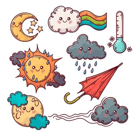 Rainbow With Clouds, Best Instagram Feeds, Funny Happy Birthday Wishes, Creative Birthday Cards, Bunny Tattoos, Doodle Books, Elements Illustration, Weather Icons, Rainbow Painting