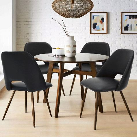 Mid Century Modern Dining Room, Dining Chairs Set Of 4, Walnut Dining Chairs, Comfortable Dining Chairs, Gray Dining Chairs, Vanity Chair, Guest Chair, Dining Chairs Set, Upholstered Side Chair