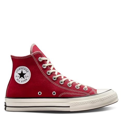 Chuck 70 Hi Sneakers in Park Red Converse Rouge, Tall Heeled Boots, Red High Tops, Sporty Shoes, Nike Converse, Converse New, Burgundy Shoes, Converse Chuck 70, Adidas Shop