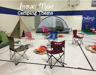 Happy Camper Book Fair, Reading Night Ideas, Literacy Night Activities, Camp Read A Lot, Family Math Night, Literacy Week, March Is Reading Month, Family Literacy Night, Book Fair Ideas