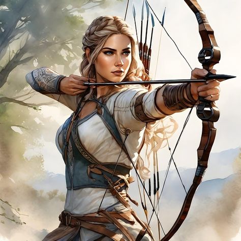 Fantasy Clothing Reference, Girl Archer, Drawing Ppl, Fantasy Barbarian, Female Archer, Acotar Illyrian, Woman Archer, Fantasy World Ideas, Female Oc Ideas