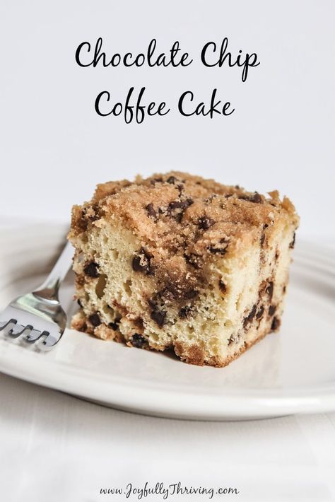 This chocolate chip coffee cake is an easy breakfast recipe - perfect for chocolate lovers! #chocolate #coffeecake #easyrecipe Chocolate Chip Crumb Cake, Chocolate Breakfast Recipes, Dessert Recipes From Scratch, Chocolate Chip Coffee Cake, Buttermilk Coffee Cake, Crumb Coffee Cakes, Coffee Cake Recipes Easy, Crumb Cake Recipe, Chocolate Breakfast