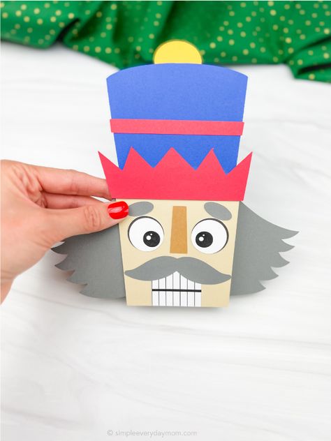 Nutcracker Card Craft For Kids [Free Template] Nutcracker Art Projects For Kids, Nutcracker Cards, Nutcracker Card, Nutcracker Crafts, Art For Students, Bunting Template, Diy Christmas Table, Craft To Make, Christmas Templates