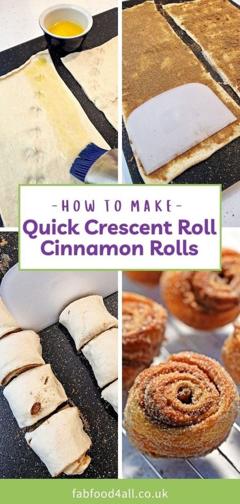 Quick Croissant Cinnamon Rolls Croissant Cinnamon Rolls Recipe, Croissant Cinnamon Rolls, Crescent Roll Cinnamon Rolls, Crescent Roll Cinnamon, Crescent Roll Recipes Dessert, Quick Cinnamon Rolls, Croissant Roll, Croissant Dough, Mini Croissants