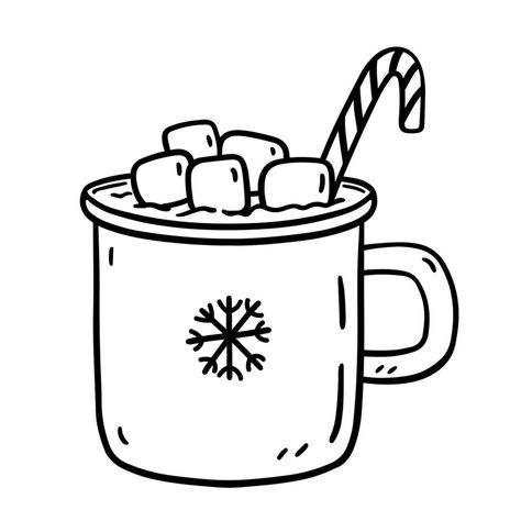 Hot Chocolate Drawing, Hot Chocolate Clipart, Chocolate Clipart, Easy Christmas Drawings, Xmas Drawing, Mug Drawing, Winter Drawings, Christmas Coloring Sheets, Christmas Hot Chocolate