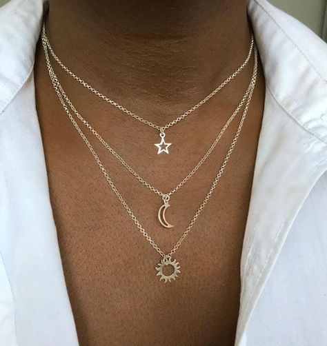 Moon Sun Star, Star Jewellery, Dainty Jewelry Necklace, Puzzle Piece Necklace, Silver Leaf Bracelet, Molecule Necklace, Stars Necklace, Sun And Moon Necklace, Hexagon Necklace