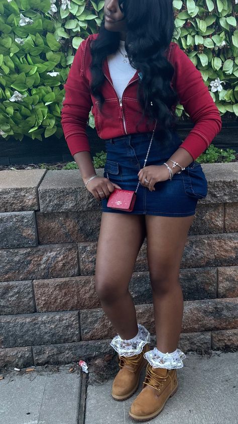 Red Purse Outfit Black Women, Valentine’s Day Ootd, Birthday Uniform Outfit, Influencers Top Picks On Amazon, Red And White Dress Outfit, Red Headband Outfit, Baddie Bday Outfits, Pants Concert Outfit, Fair Outfits Black Women