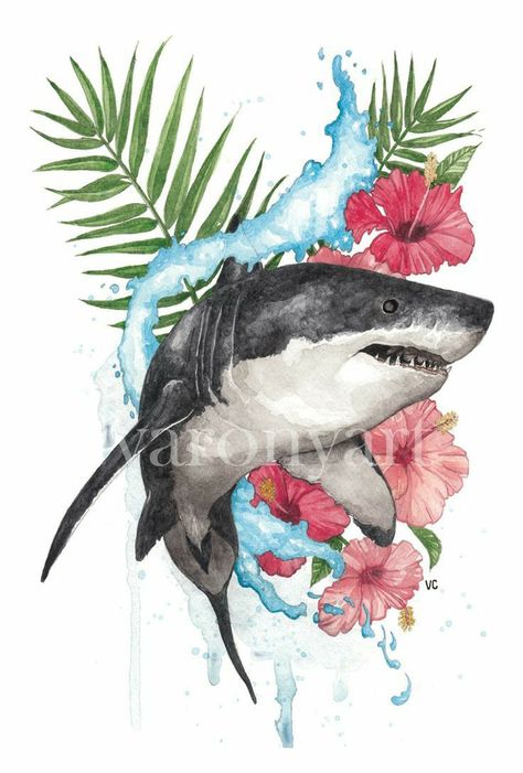 Sea Life Tattoos, Australia Tattoo, Watercolor Pencil Art, Surreal Tattoo, Shark Pictures, Wicked Tattoos, Shark Art, Shark Tattoos, Shark Themed