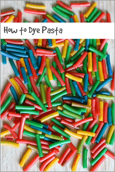 Learn how to dye pasta! (Colored pasta is the perfect material for all kinds of crafts and learning activities!)~ Buggy and Buddy Dye Pasta, Dyed Pasta, Macaroni Crafts, Pasta Crafts, Colored Pasta, Pasta Art, Toddler Fun, Crafts For Kids To Make, Childrens Crafts