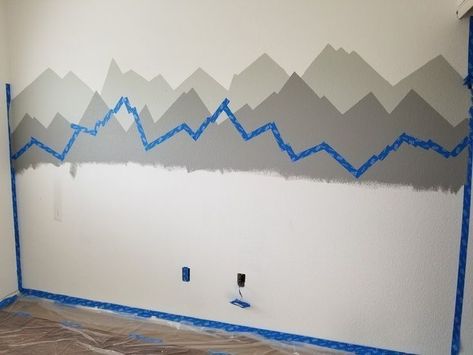 Diy Mountain Mural, Diy Mountain, Mountain Mural, Ikea Hackers, Big Boy Room, Baby Bedroom, Woodland Nursery, Baby Boy Rooms, Baby Boy Nurseries